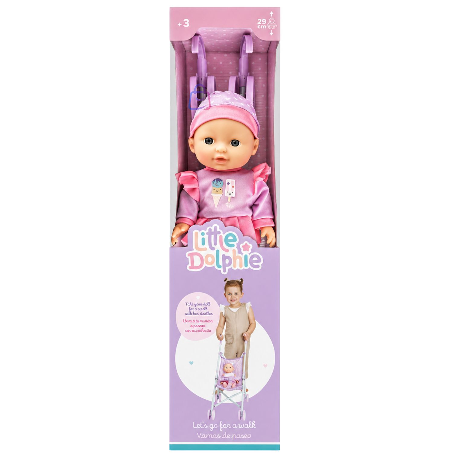 Mu&ntilde;eca Beb&eacute; 29cm Con Coche Plegable De Paseo - Ps image number 5.0