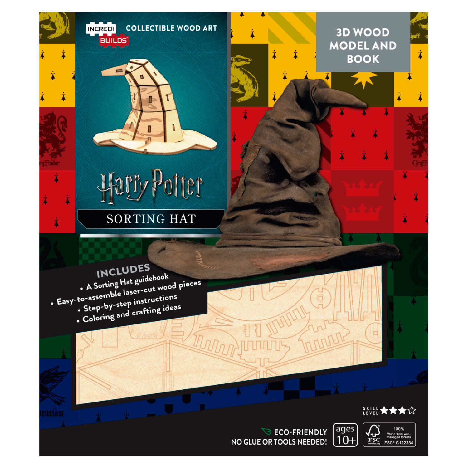 Harry Potter Sorting Hat Libro Y Modelo Para Armar 3d-madera image number 0.0