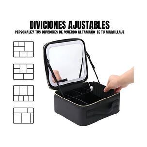 Maletin Maquillaje Con Espejo Led Organizador Portatil