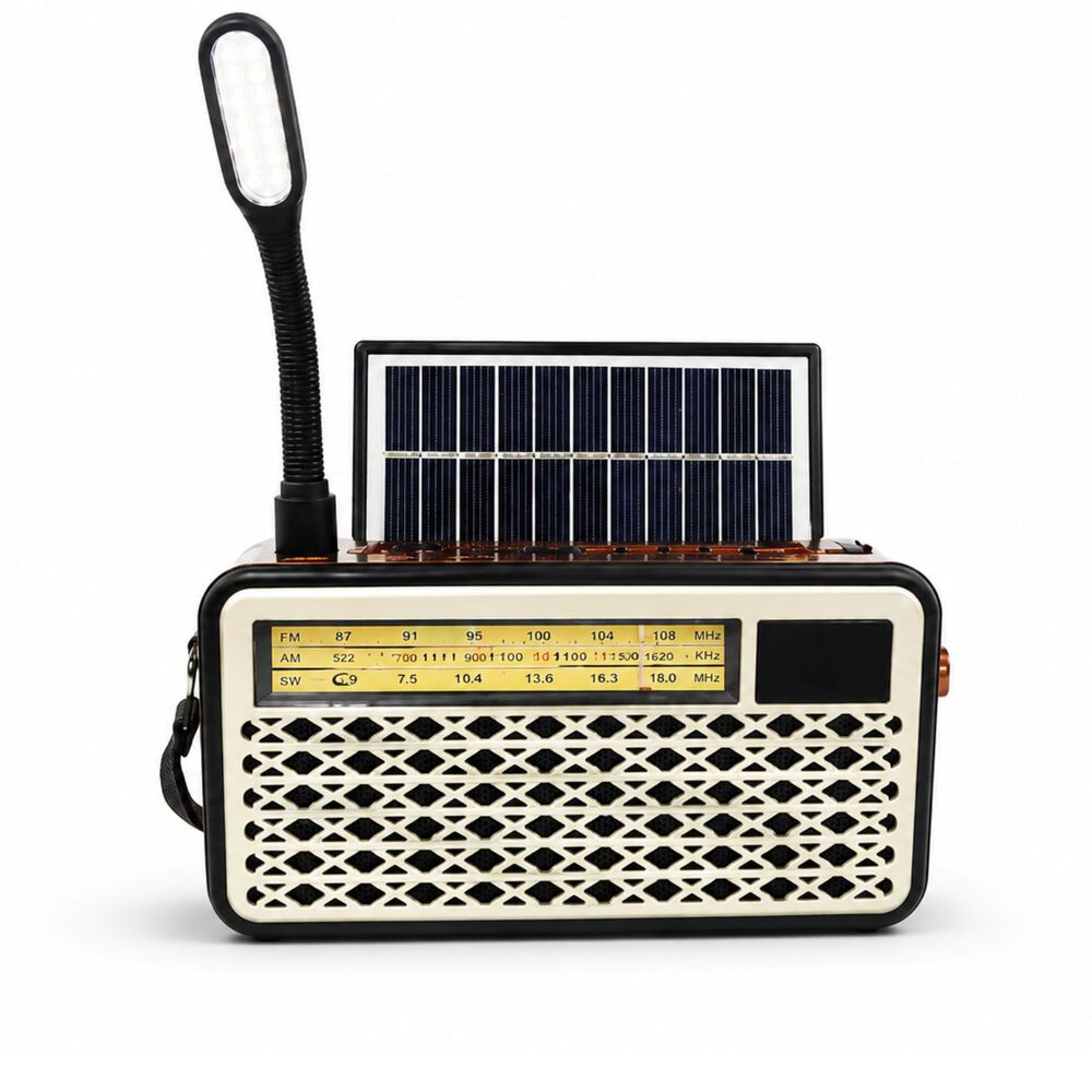 Radio Retro Solar Bluetooth Fm Am Usb Linterna Colores - Ps image number 0.0