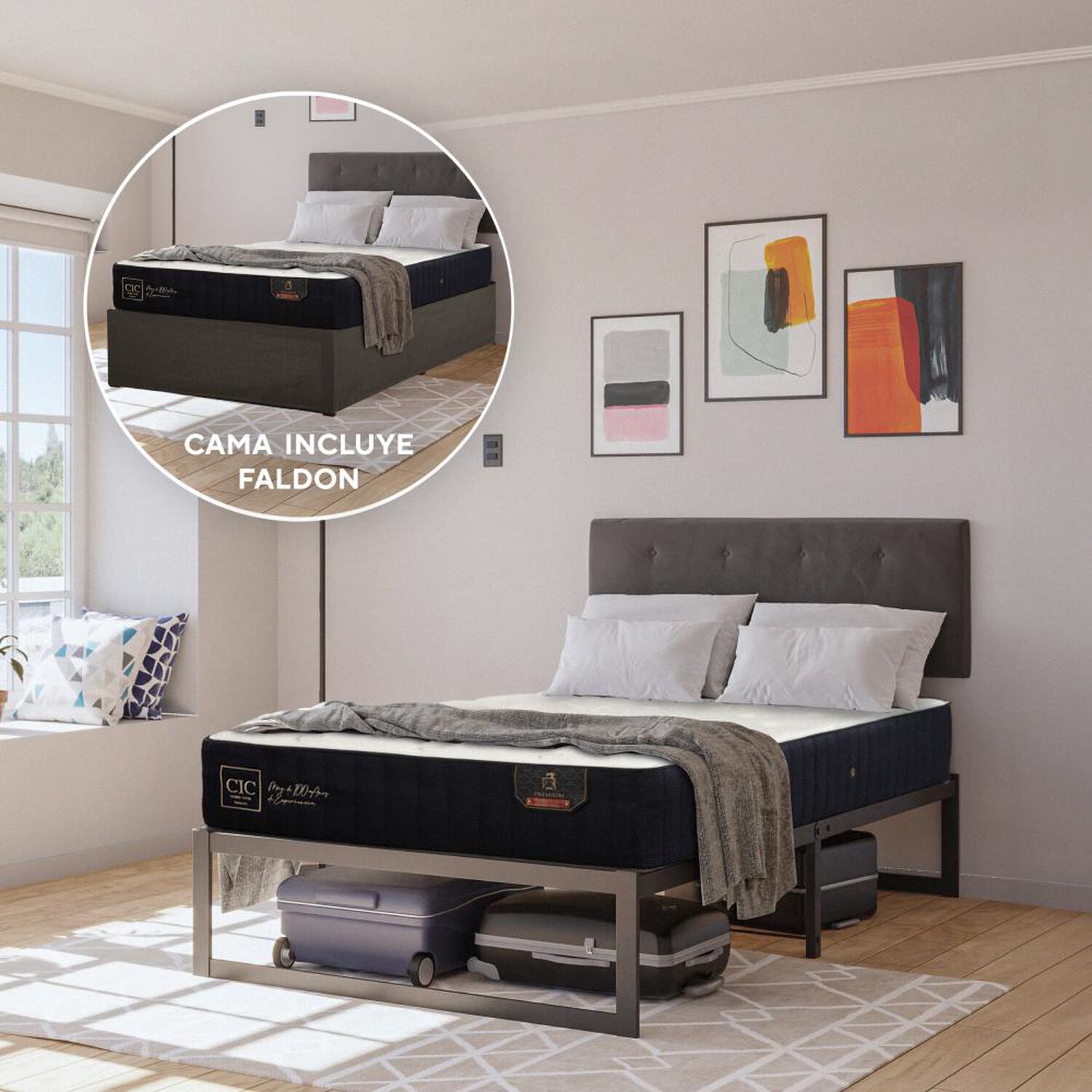 Cama Met&aacute;lica Cic Iron Smart Premium / 1.5 Plazas / Base Normal image number 9.0