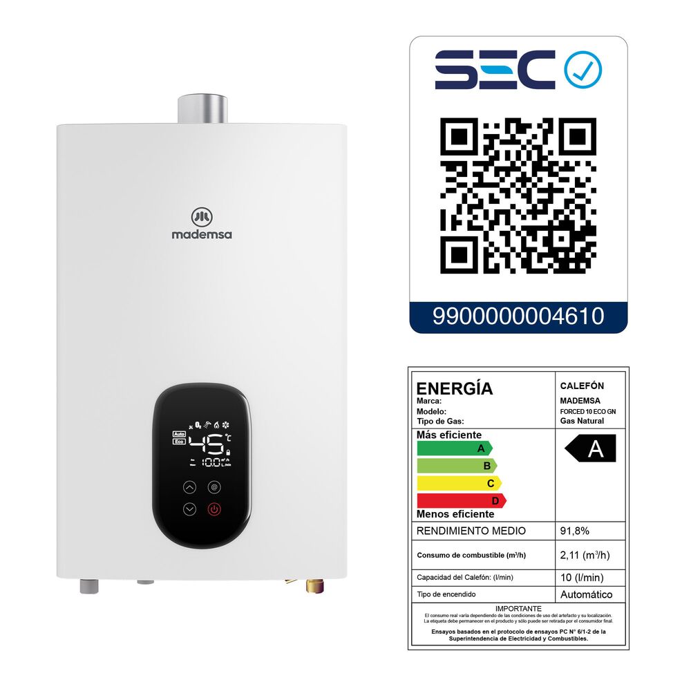 Calefont Gas Natural 10 Litros Tiro Forzado Forced 10 Eco image number 7.0