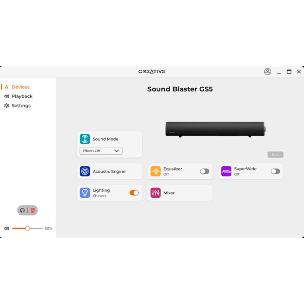 Barra Sonido Creative Gs5 Rgb 60w Usb-c Bt &Oacute;ptico image number 9.0