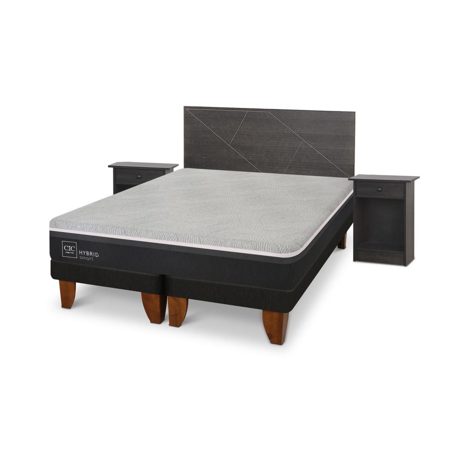 Cama Europea Cic Hybrid Smart / 2 Plazas / Base Dividida + Set De Maderas image number 1.0