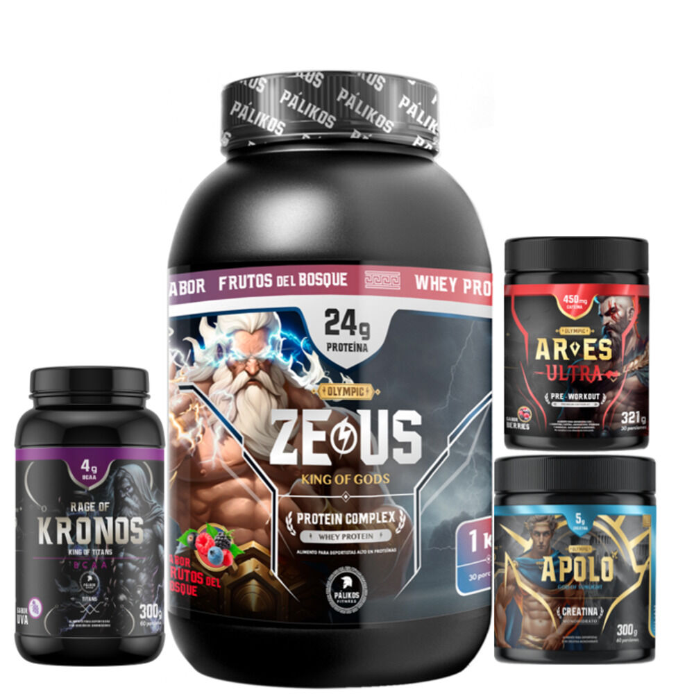 Proteina Complex 1kg Frutos Del Bosque Creatina Apolo 300g Pre Entreno Ares Bcaa Kronos image number 0.0
