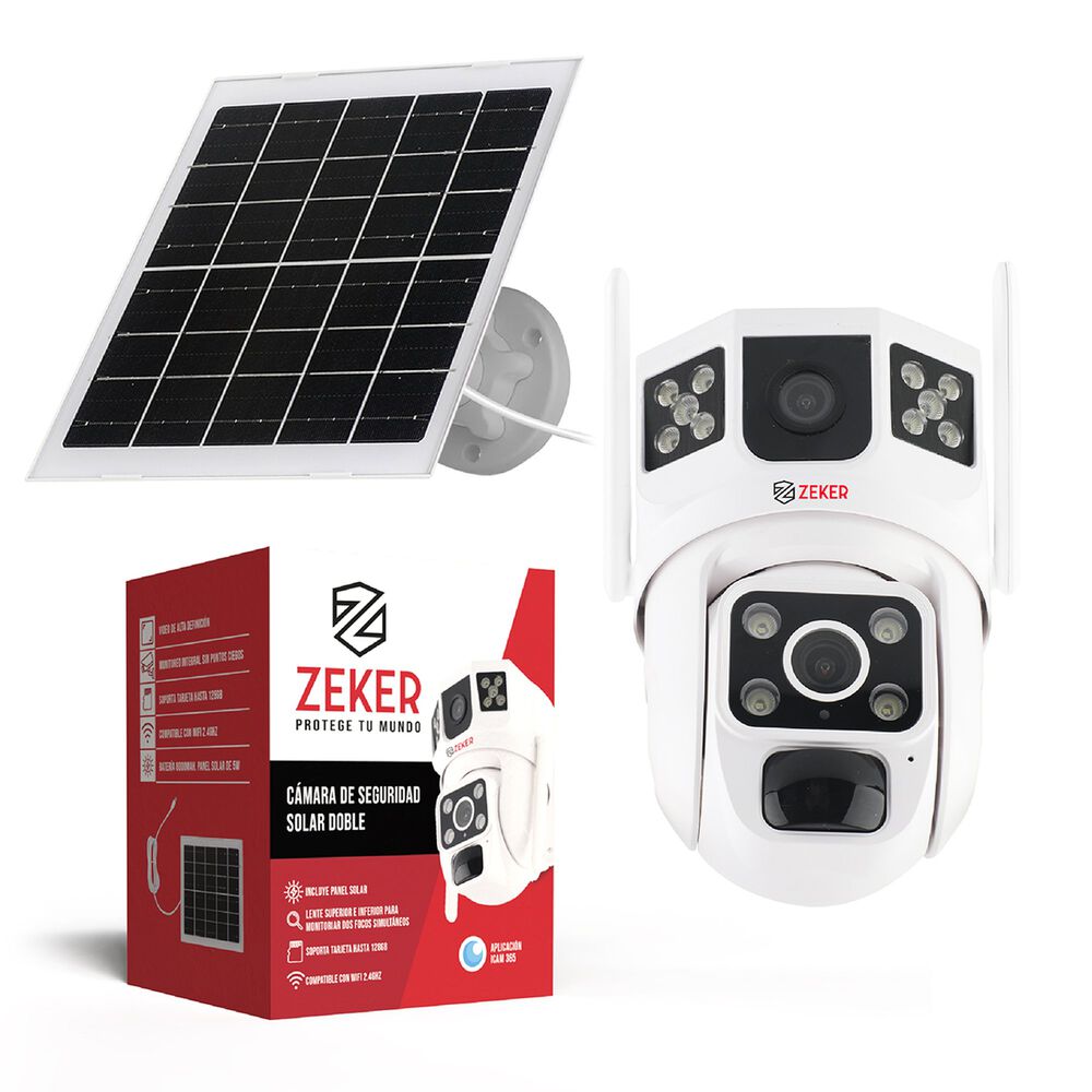 Camara De Seguridad Solar Vigilancia Exterior Doble Zeker image number 0.0