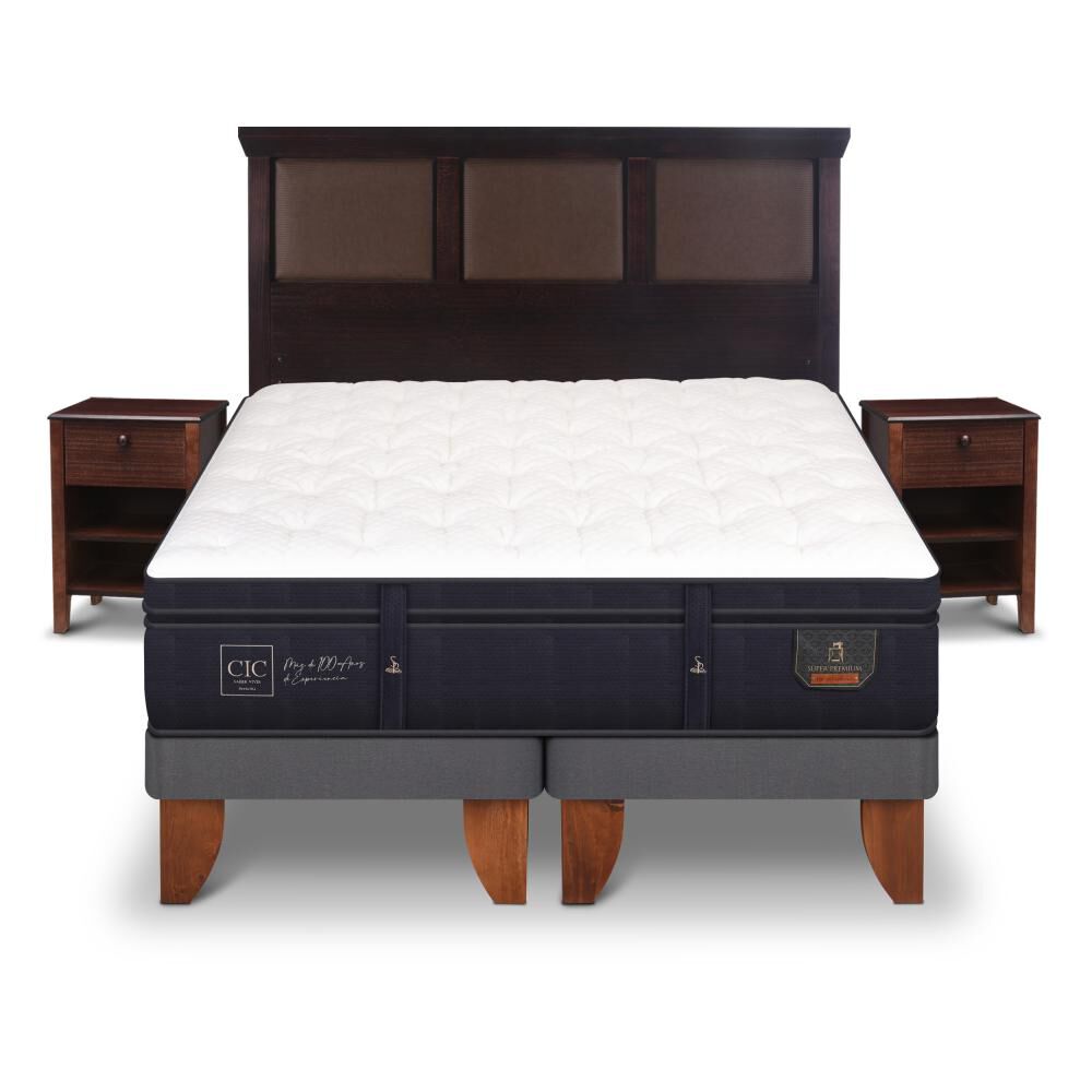 Cama Europea Cic Super Premium / King / Base Dividida + Set De Maderas image number 0.0