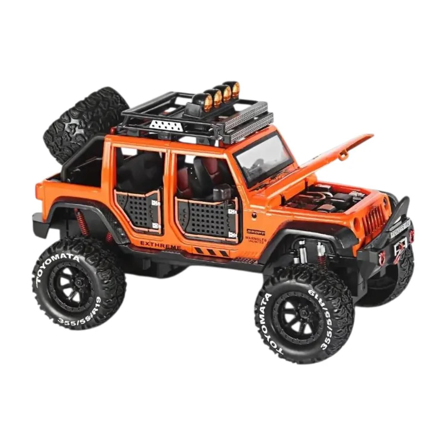 Juguete Auto Jeep Wrangler A Escala 1:24 Naranja Infnatil image number 0.0