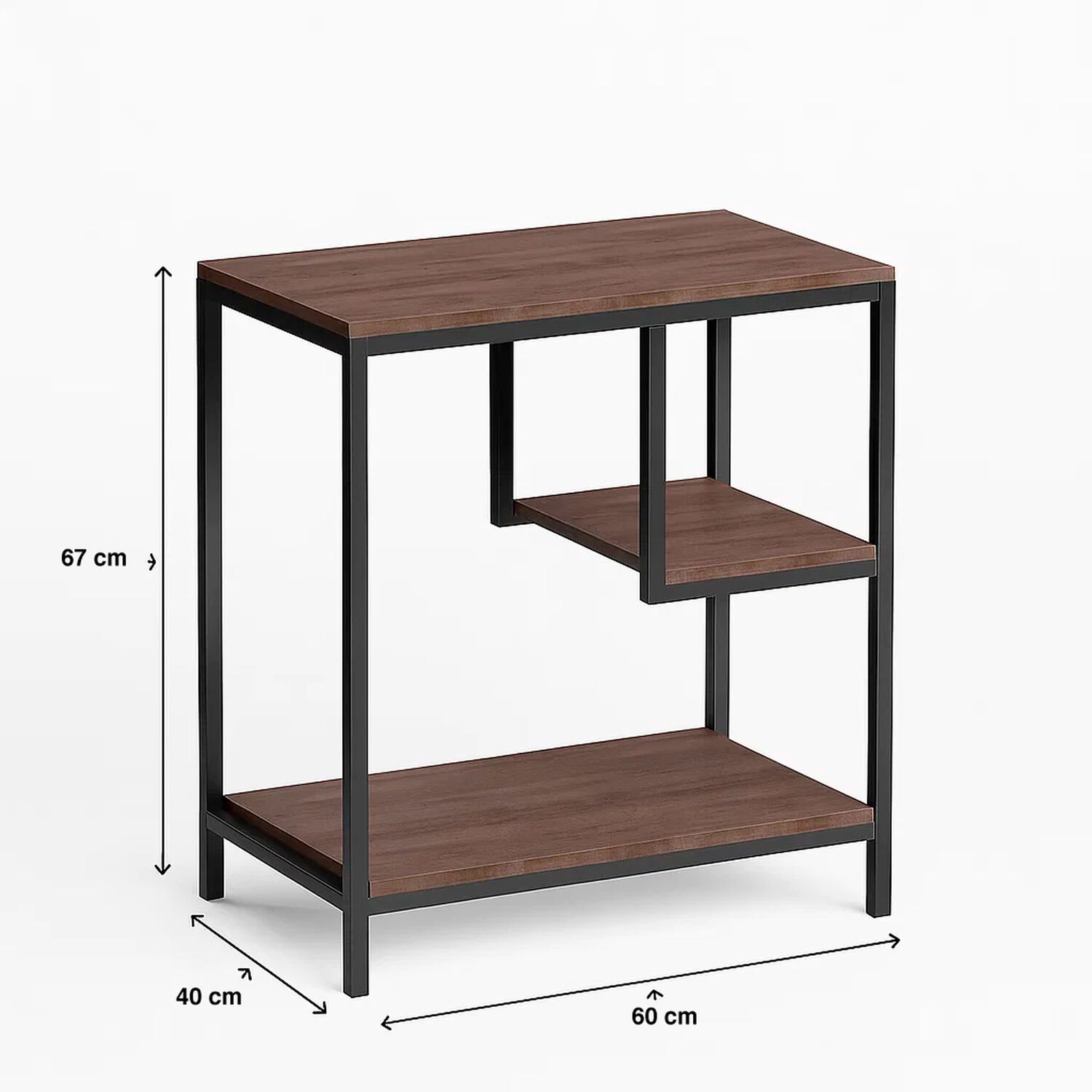 Mesa Auxiliar De 3 Niveles Con Estantes Abiertos 60x40x67 image number 3.0