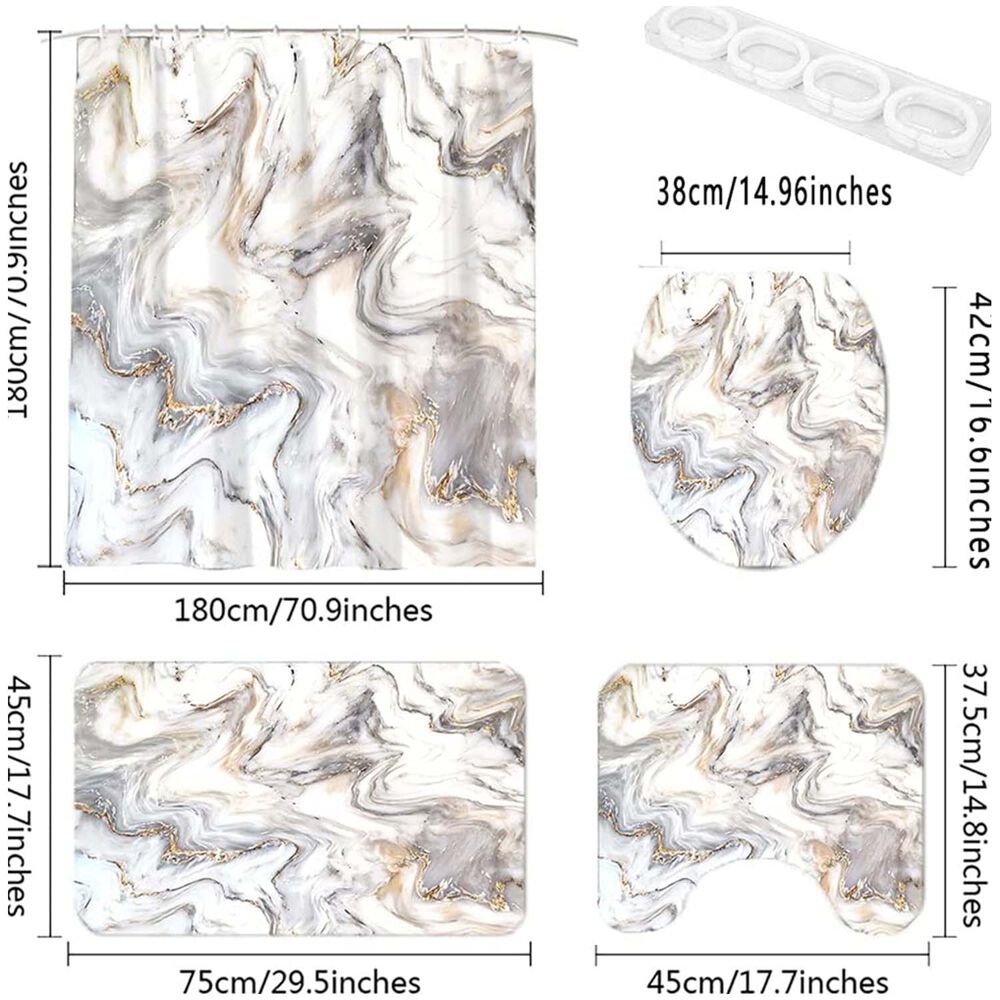 Juego De Cortina Y Alfombra Para El Ba&ntilde;o 04 Piezas Mod03 image number 2.0