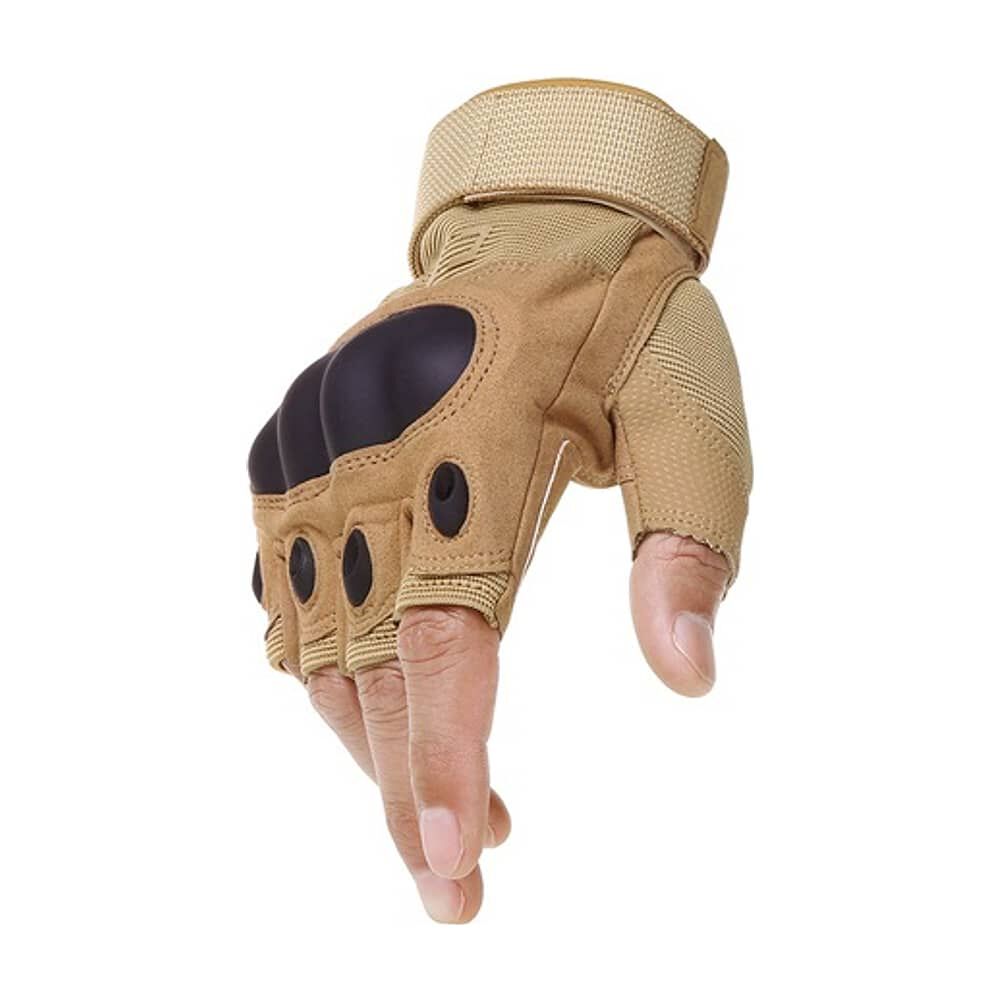 Guantes T&aacute;cticos Para Motocicleta O Bici Nudillos Extra Duros Reforzado Correa Sin Dedos image number 1.0