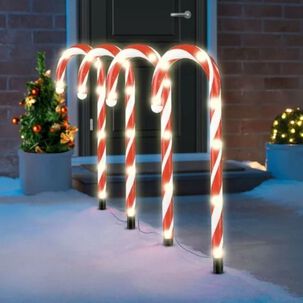 Set 20 Luces Navidad Bastones Led Estaca Solar Decorativas