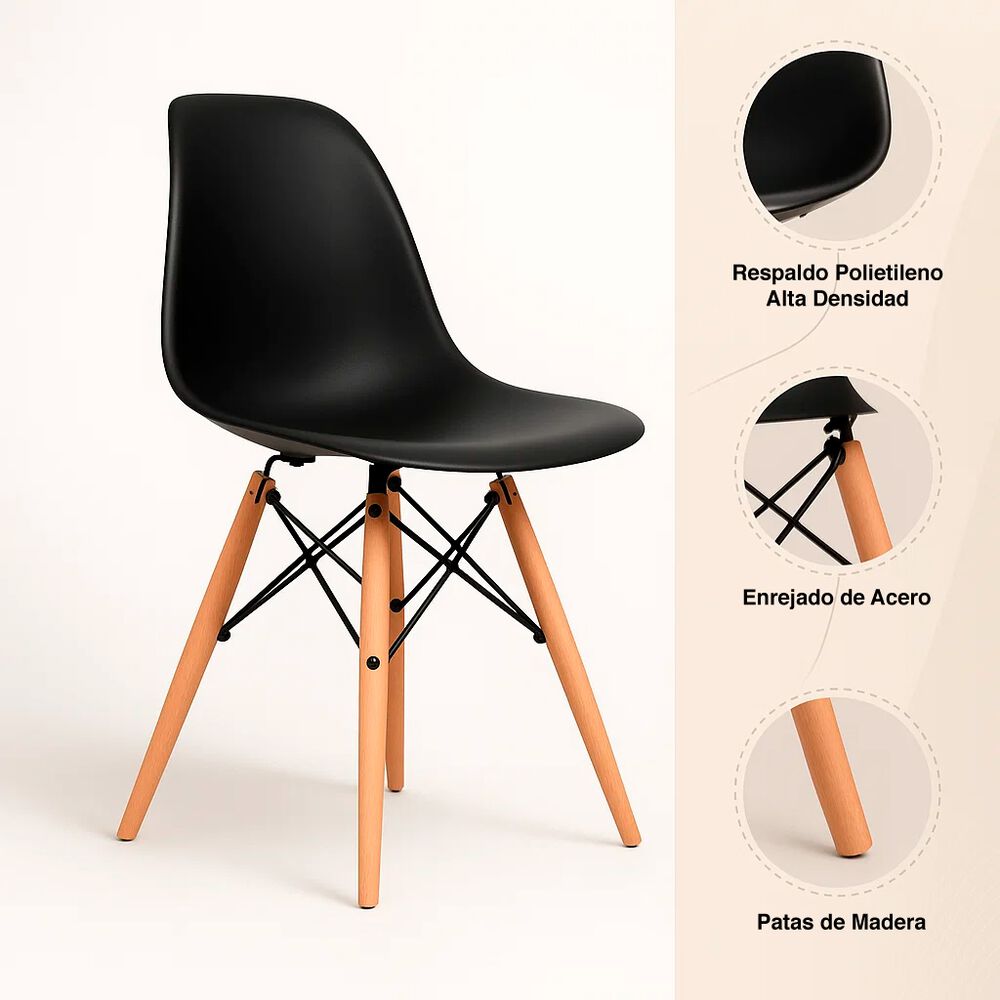 Pack De 4 Sillas Eames Negra image number 4.0