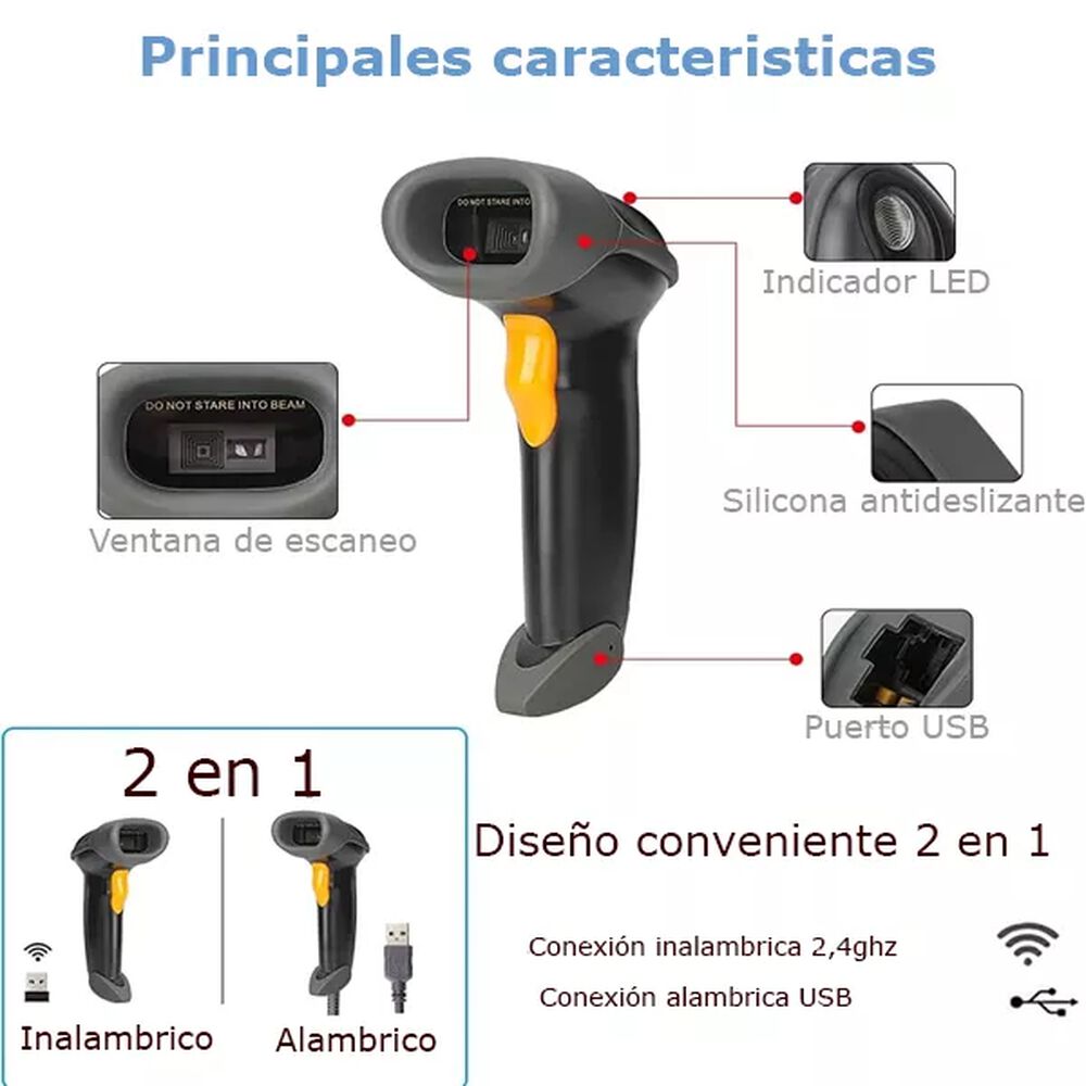 Lector De Códigos De Barra Bluetooth Ccd Ip54 Utek Ut-bscbt8 image number 2.0