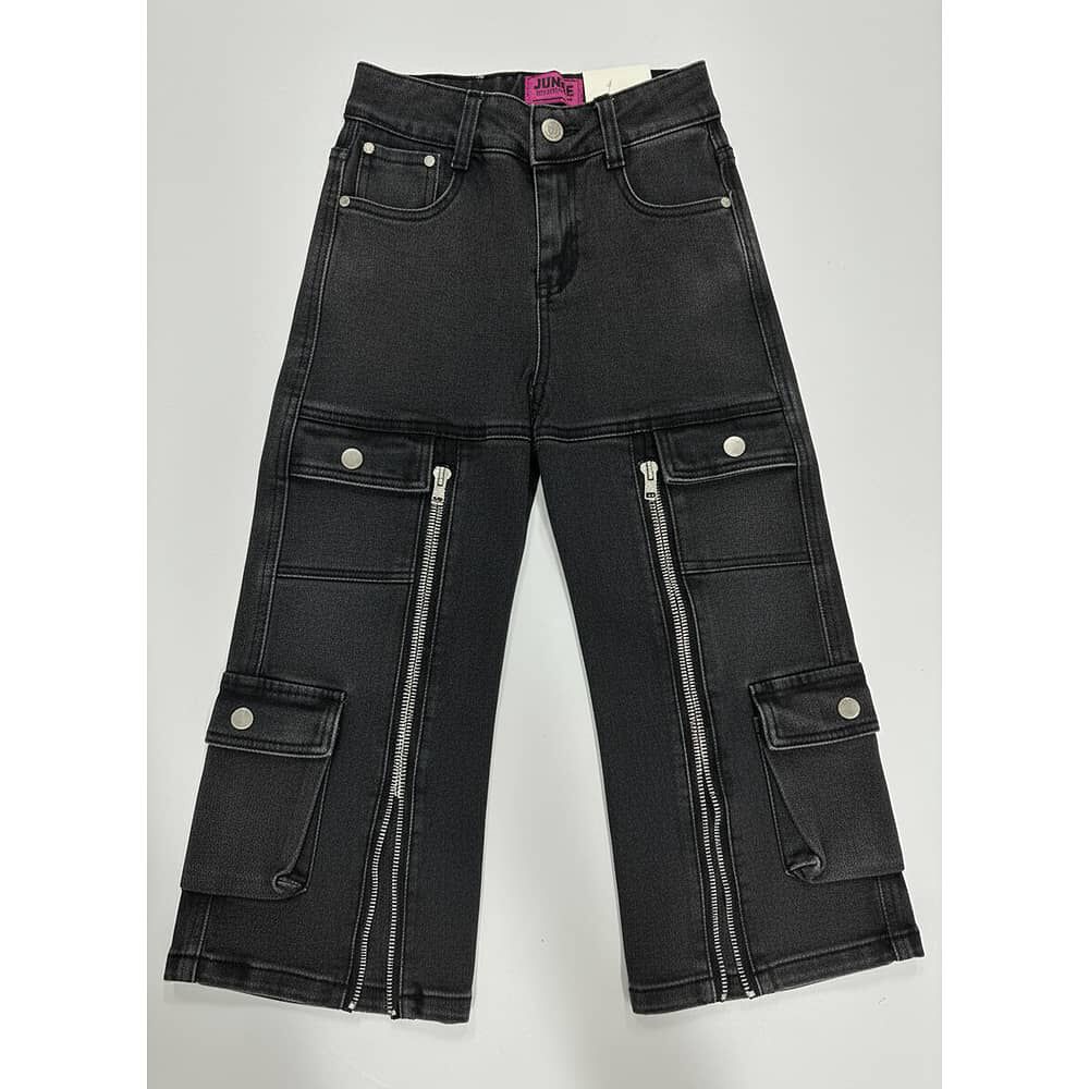 Pantalon Jeans Cargo Ni&ntilde;a Con Cierres Estilo Urbano image number 2.0