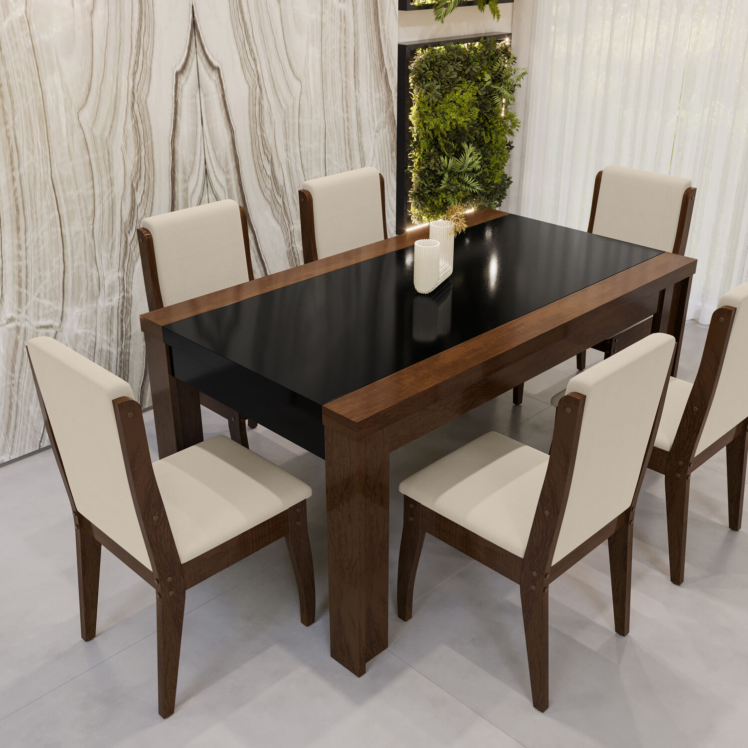Juego De Comedor Decocasa Lorenzi Casta&ntilde;o 6 Personas image number 4.0