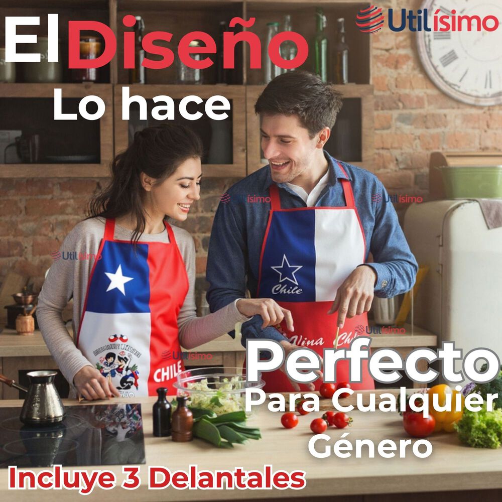 Pack 3 Delantal Cocina Fiestas Patrias Bandera Chilena 60x90 Surtidos image number 4.0