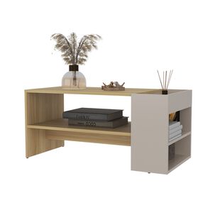 Mesa Centro 42x91x45 Cm Beige Y Caf&eacute; Claro