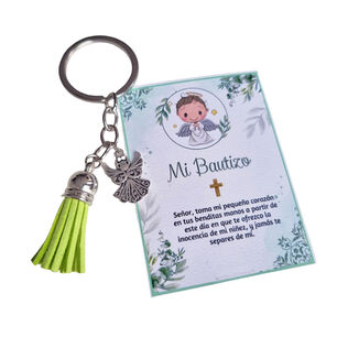 Encintados Recuerdos Bautizo 12 Llaveros + Tarjetas Bautismo