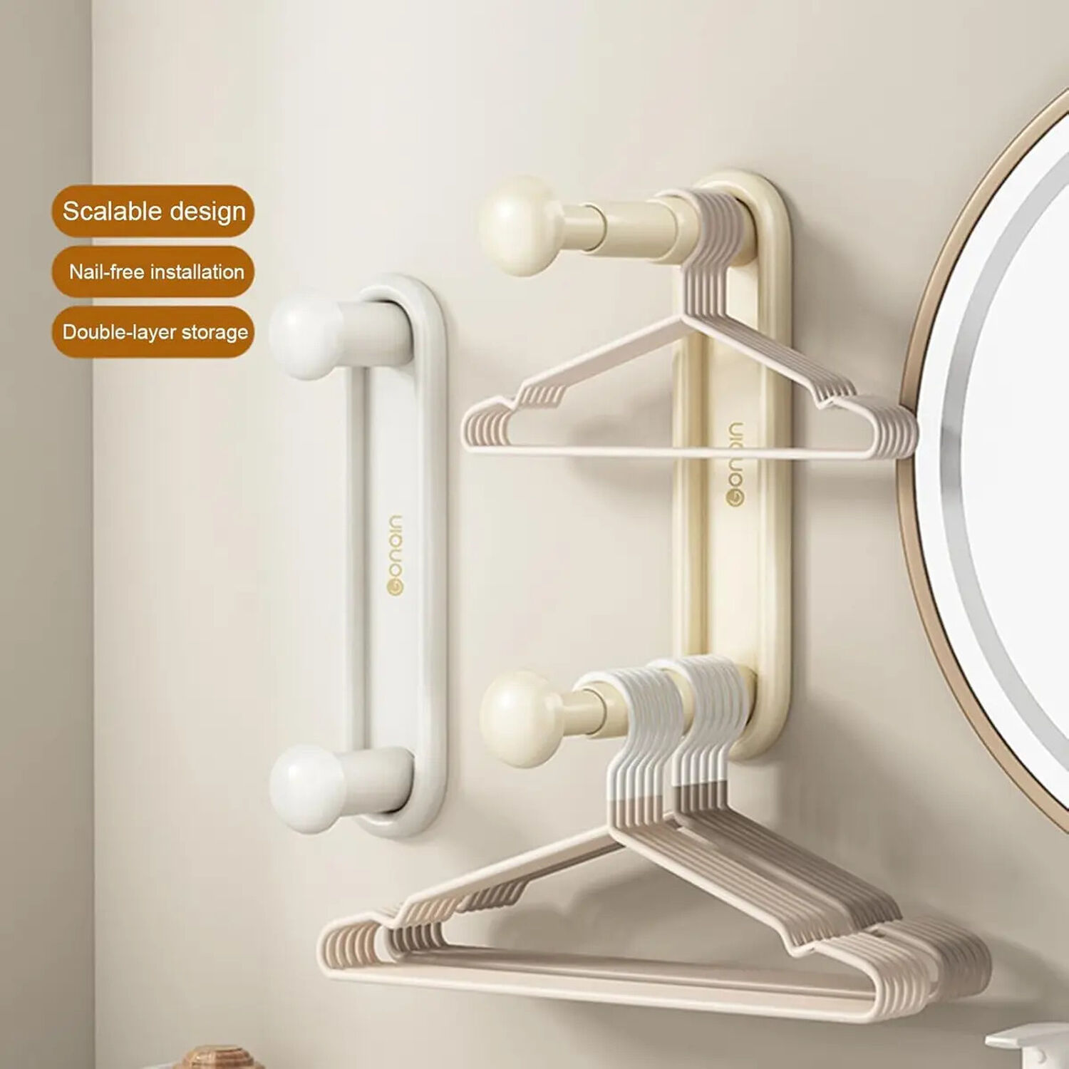 Organizador Retractil Para Perchas 2 Niveles Color Blanco image number 3.0