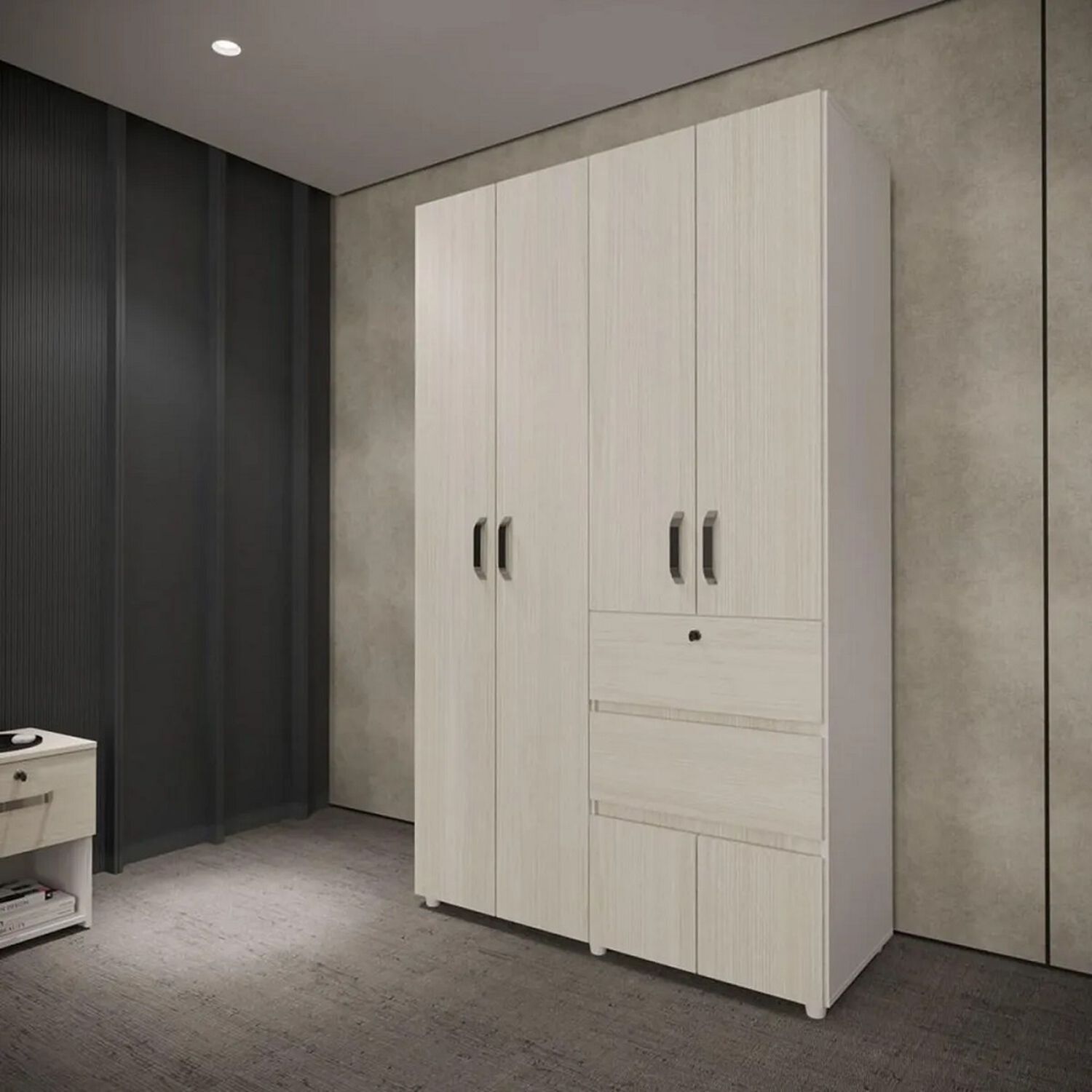 Cl&oacute;set Niebla 4 Puertas 2 Cajones 120x200x50 Cm Blanco image number 1.0