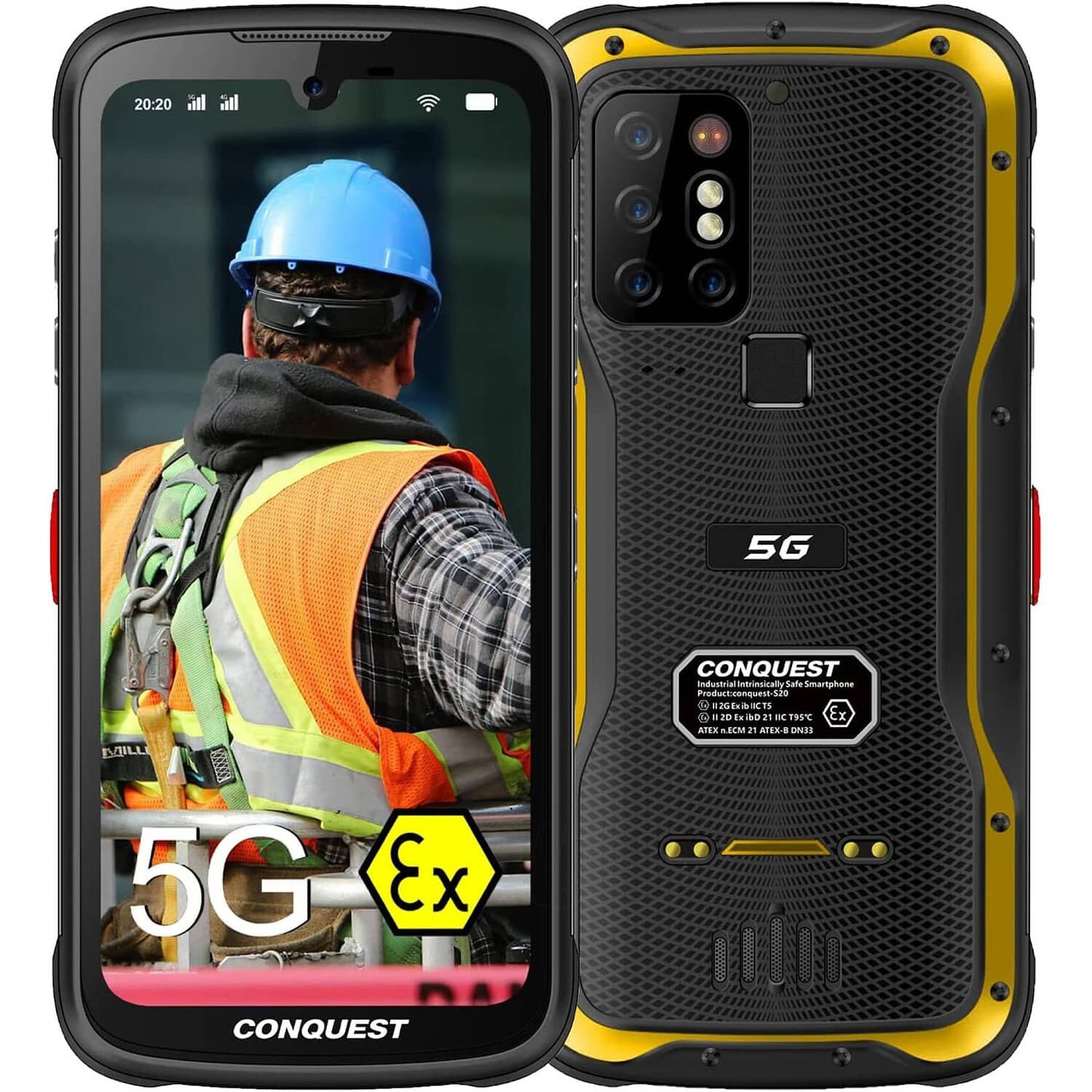 Enap Celular C&aacute;mara Intr&iacute;nsecamente Segura Conquest S20 Atex Resistente A Golpes, Polvo, Humedad Y Agua image number 0.0