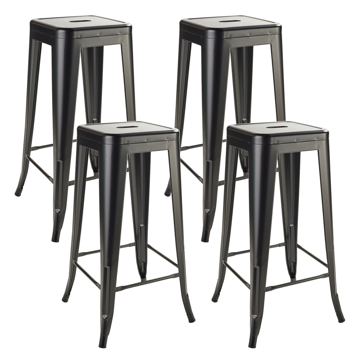 Pack 4 Pisos De Bar Metal Tolix Negro image number 0.0