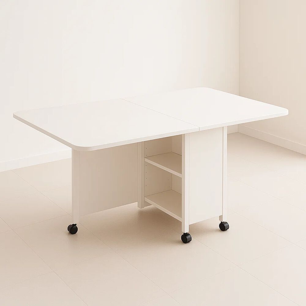 Mesa De Comedor Plegable Extendible Blanca 140x60cm image number 0.0