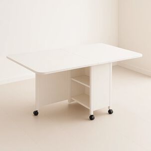 Mesa De Comedor Plegable Extendible Blanca 140x60cm