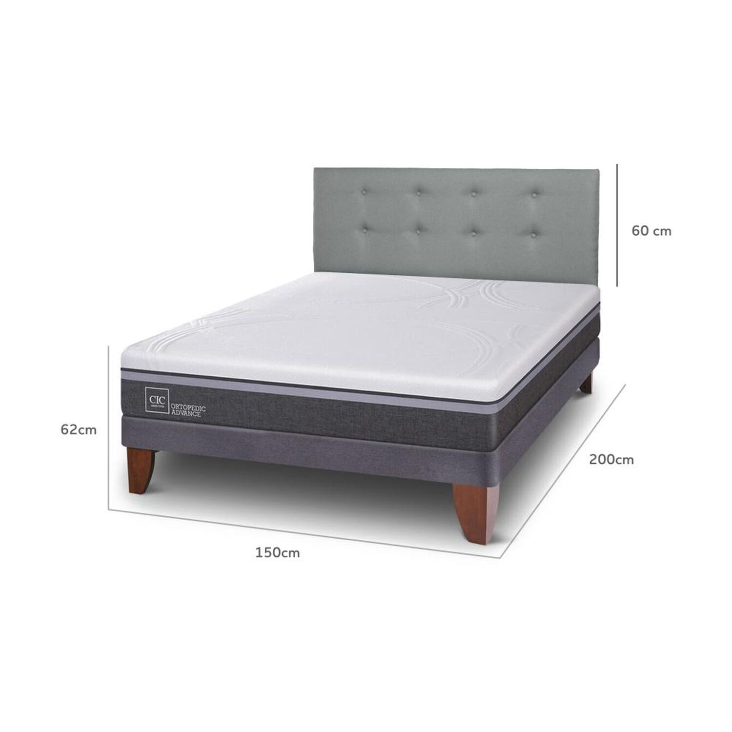 Cama Europea Cic Ortopedic Advance / 2 Plazas / Base Normal + Respaldo image number 4.0