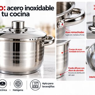 Bater&iacute;a De Cocina Vitta Oslo 8 Piezas Acero Inoxidable Plateado Con Tapas Met&aacute;licas
