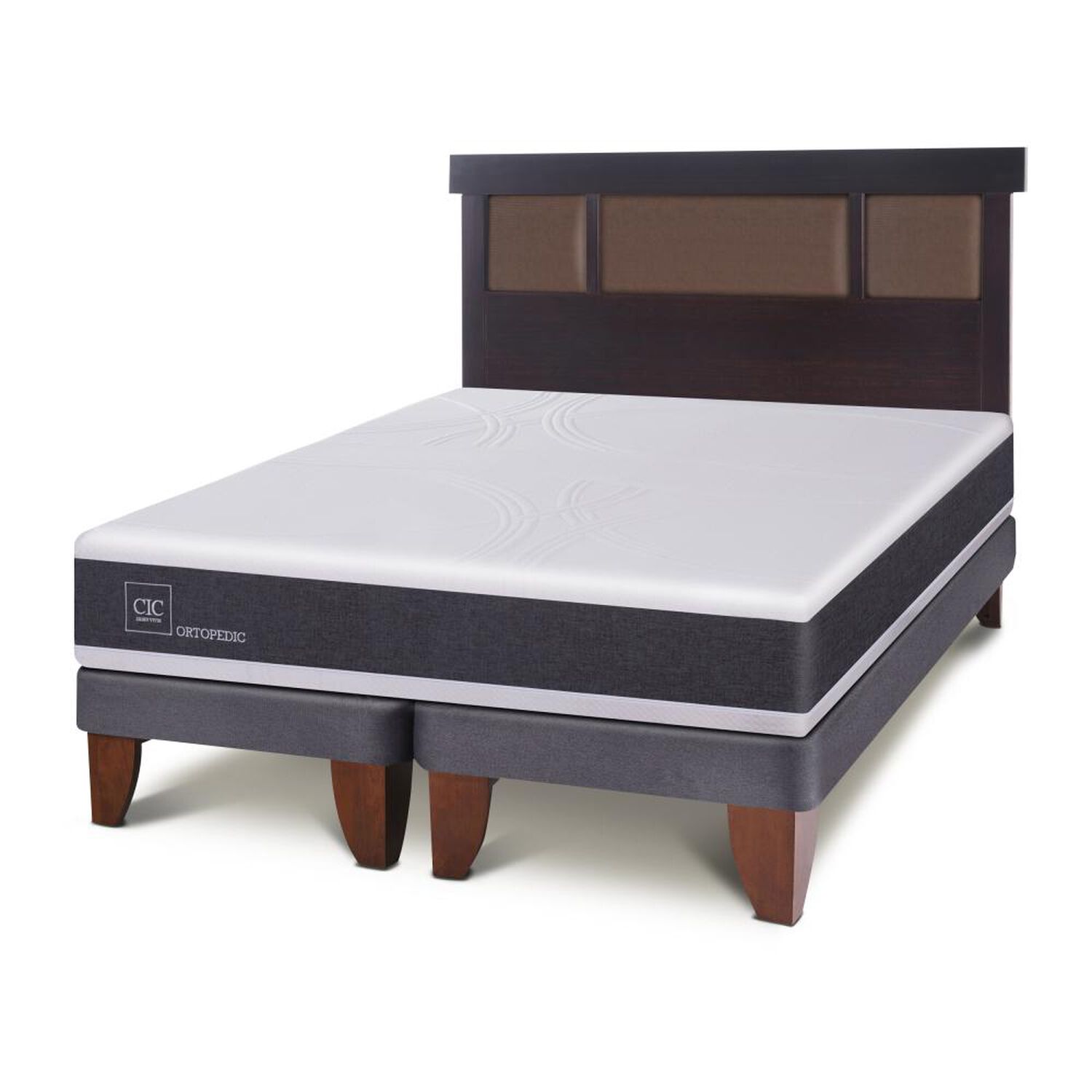 Cama Europea Cic New Ortopedic / 2 Plazas / Base Dividida + Respaldo image number 1.0