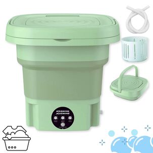 Mini Lavadora Port&aacute;til Plegable 9 Litros De Cubo Peque&ntilde;o Verde