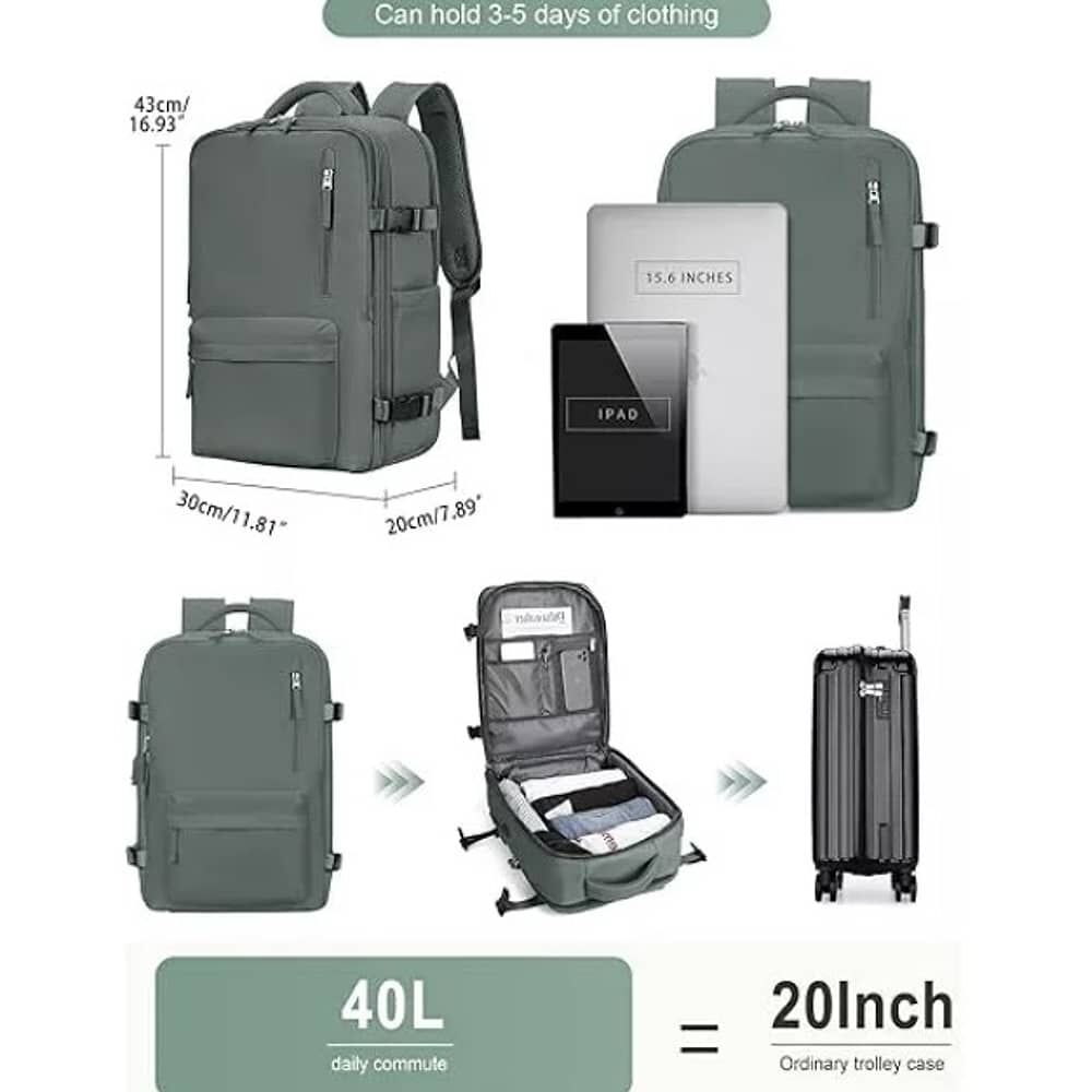 Mochila De Senderismo Impermeable De Viaje Grande Con Interf Verde Oscuro image number 2.0