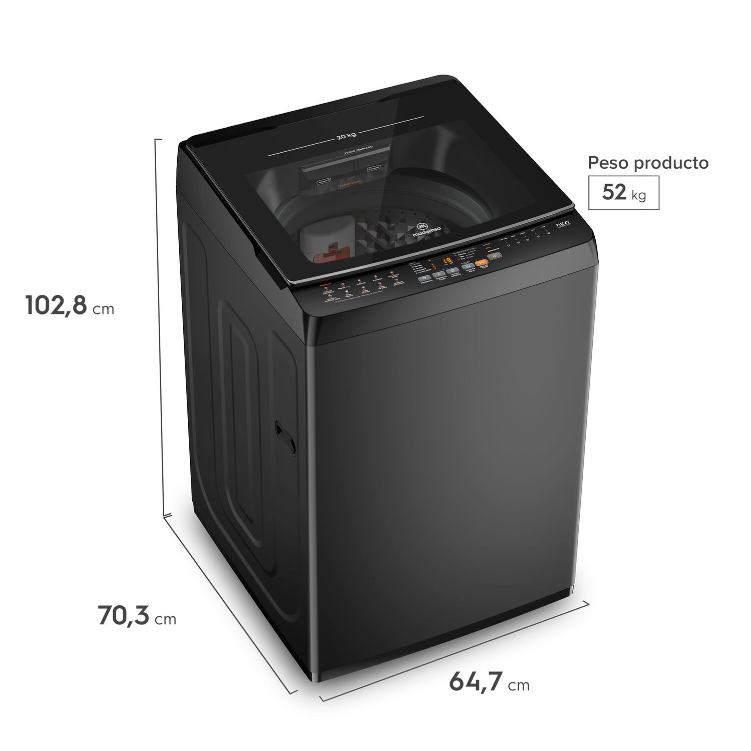 Lavadora Autom&aacute;tica 20kg Carga Superior Mdwmt20o Onix image number 2.0