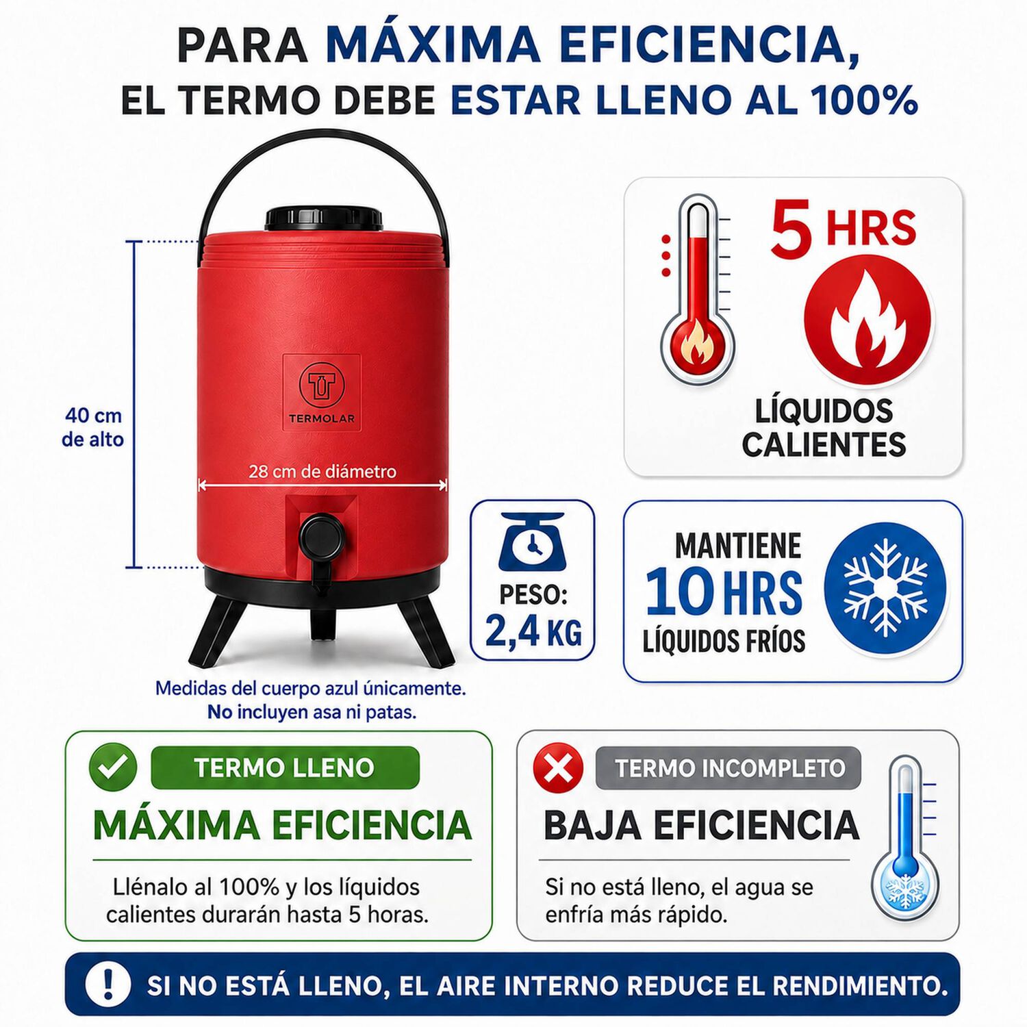 Maxi Termo De 15 Litros Termolar De Alta Eficiencia - Rojo image number 5.0