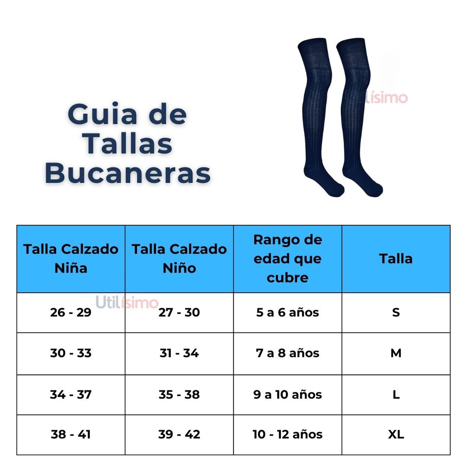 Pack3 Bucaneras Escolares Acr&iacute;lica Azul Ni&ntilde;a Calcetas image number 2.0