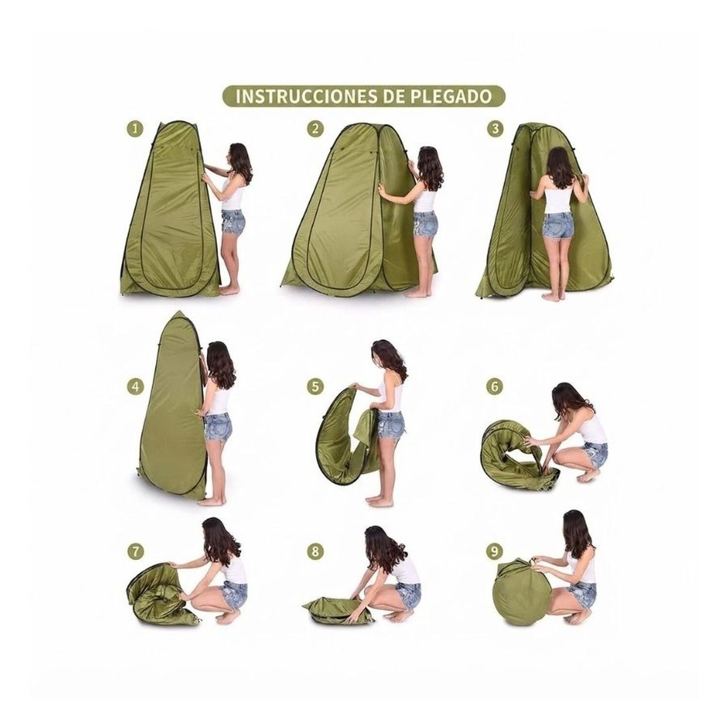 Carpa De Privacidad Pop Up Camping Ducha Vestidor Portatil Verde 120x190cm image number 2.0