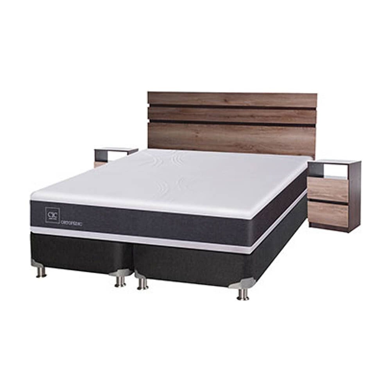 Box Spring Cic New Ortopedic B5 / King / Base Dividida + Set De Maderas image number 4.0