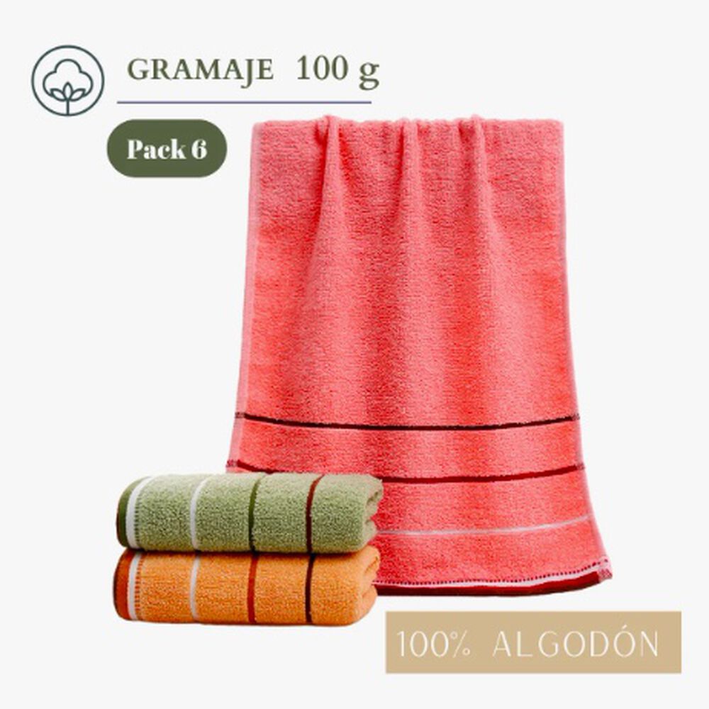Pack 6 Toalla Mano D Algodon Ba&ntilde;o image number 2.0