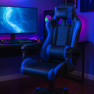 Silla Gamer De Escritorio Reclinable Color Azul