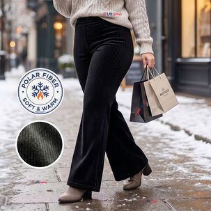 Pantal&oacute;n Cotel&eacute; Palazzo Polar Con Chiporro Elasticado T&eacute;rmico Negro