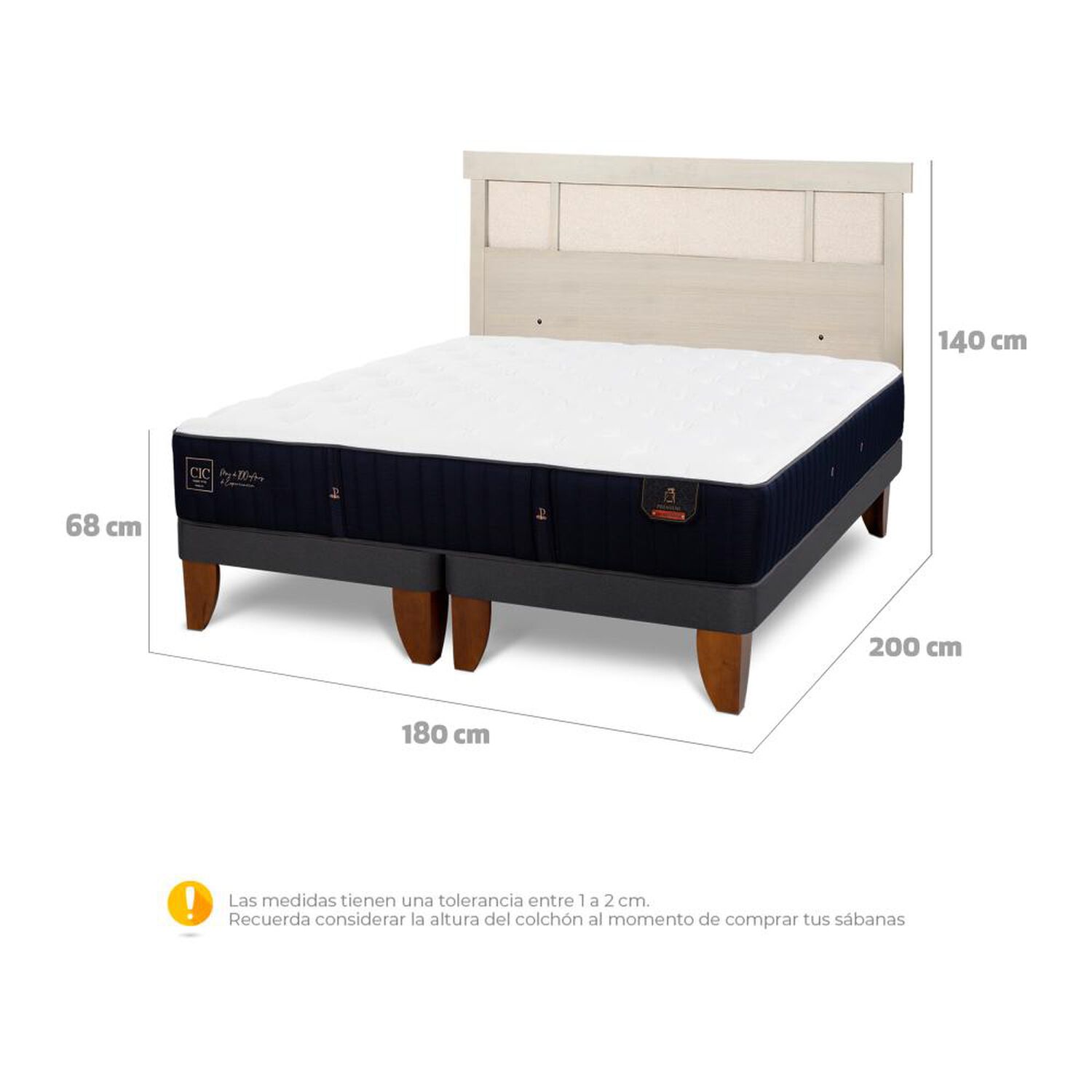 Cama Europea Cic Linea Premium / King / Base Dividida + Respaldo image number 6.0