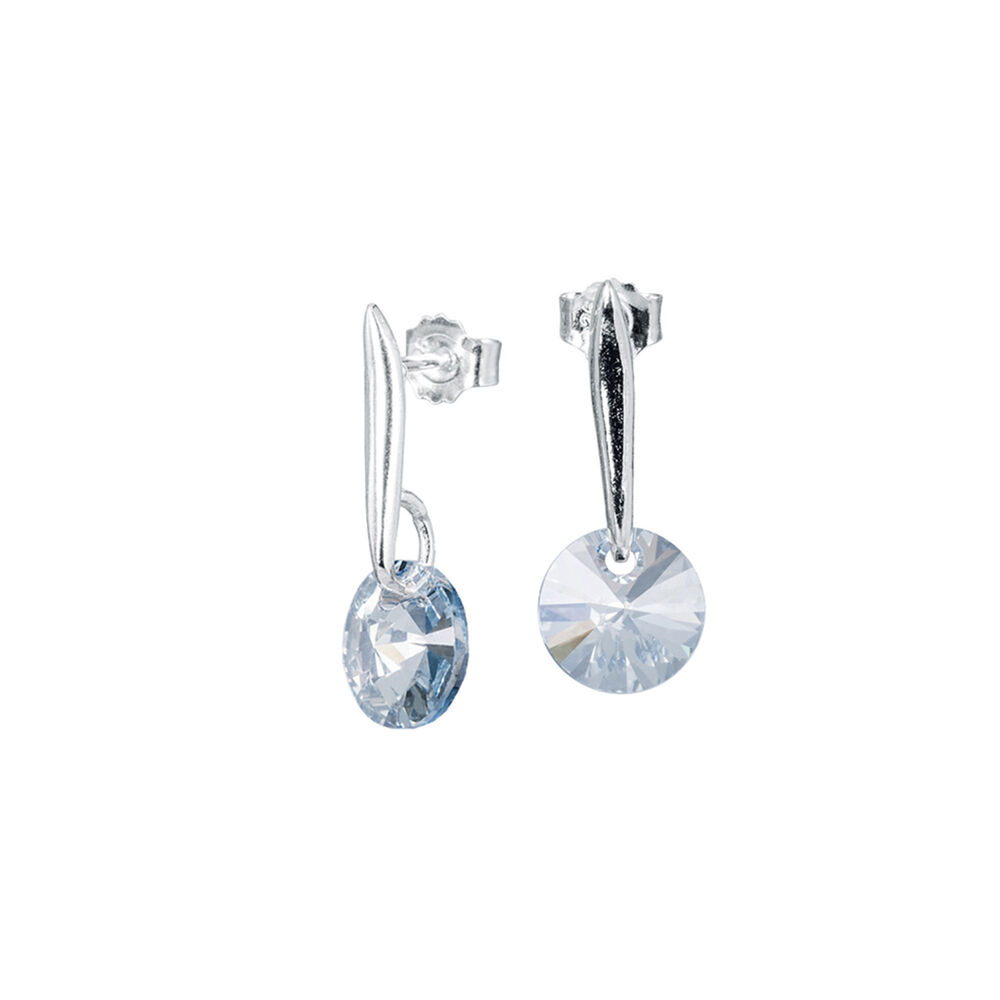 Aros Punto De Luz Plata Italiana 925 Y Cristales Genuinos Blue Shade image number 0.0