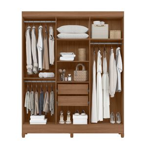 Closet Palermo 6 Puertas 2 Cajones Internos 204x165x47 Cm Carvalho Fendi