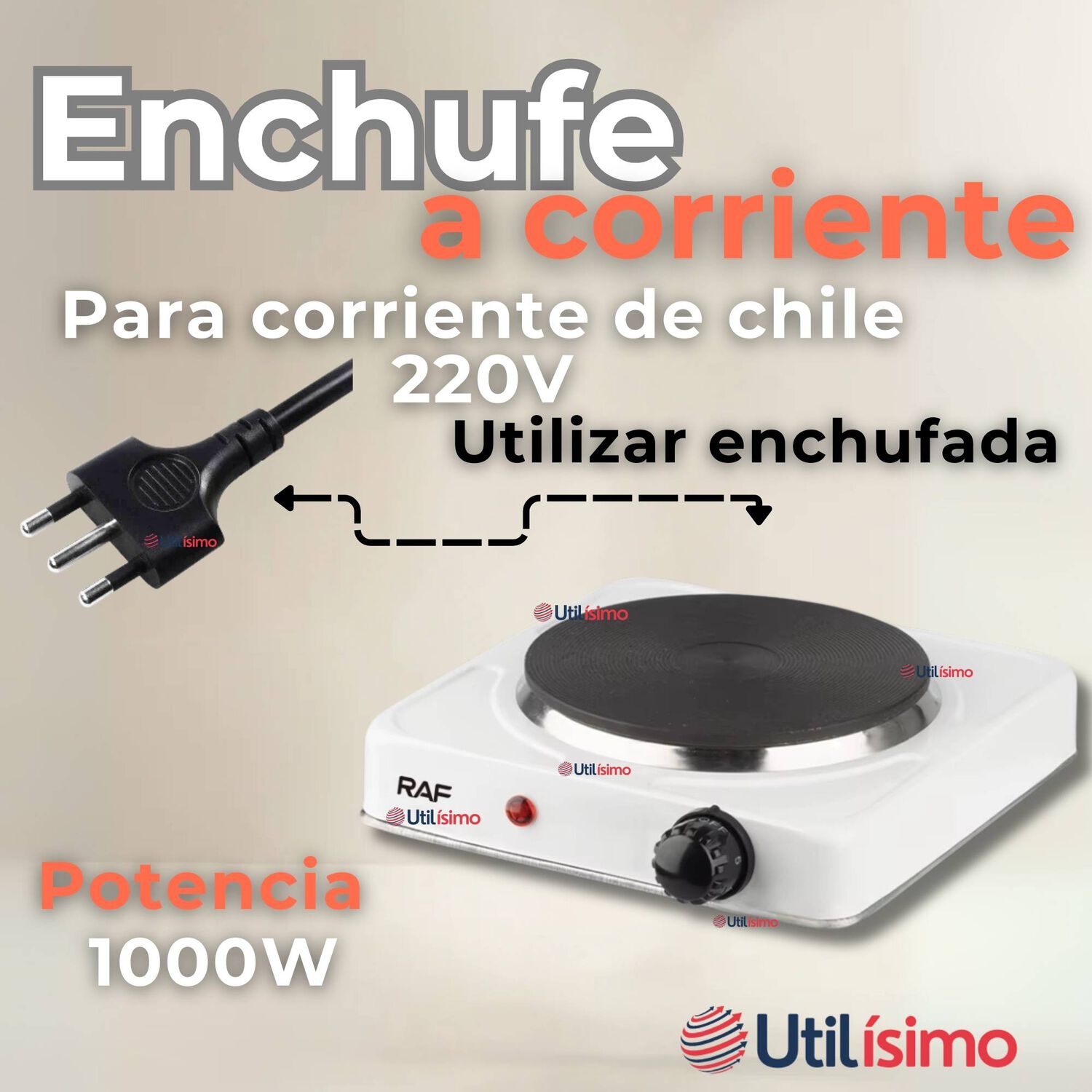 Cocina El&eacute;ctrica Port&aacute;til 1 Plato 1000w De Potencia Blanco image number 8.0