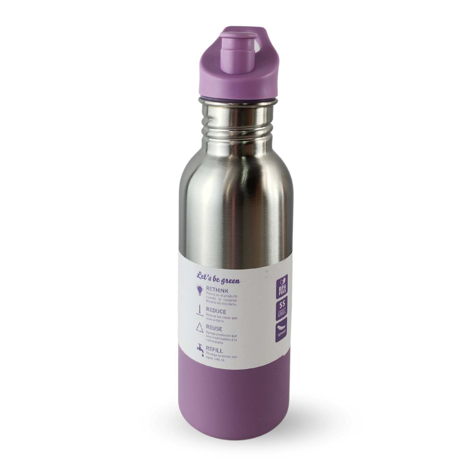 Botella Metalica Keep 600ml Bebidas Deporte Lila image number 2.0