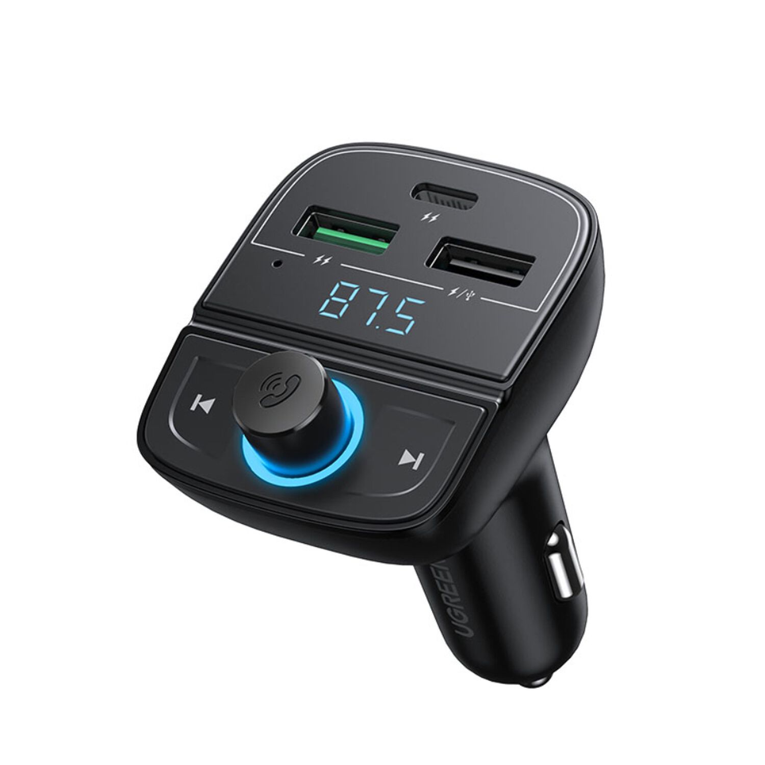 Transmisor De Audio Fm Bluetooth 5.0 Automovil 2usb-a/1usb-c 36a+slot Microsd Ugreen Cd229 image number 1.0