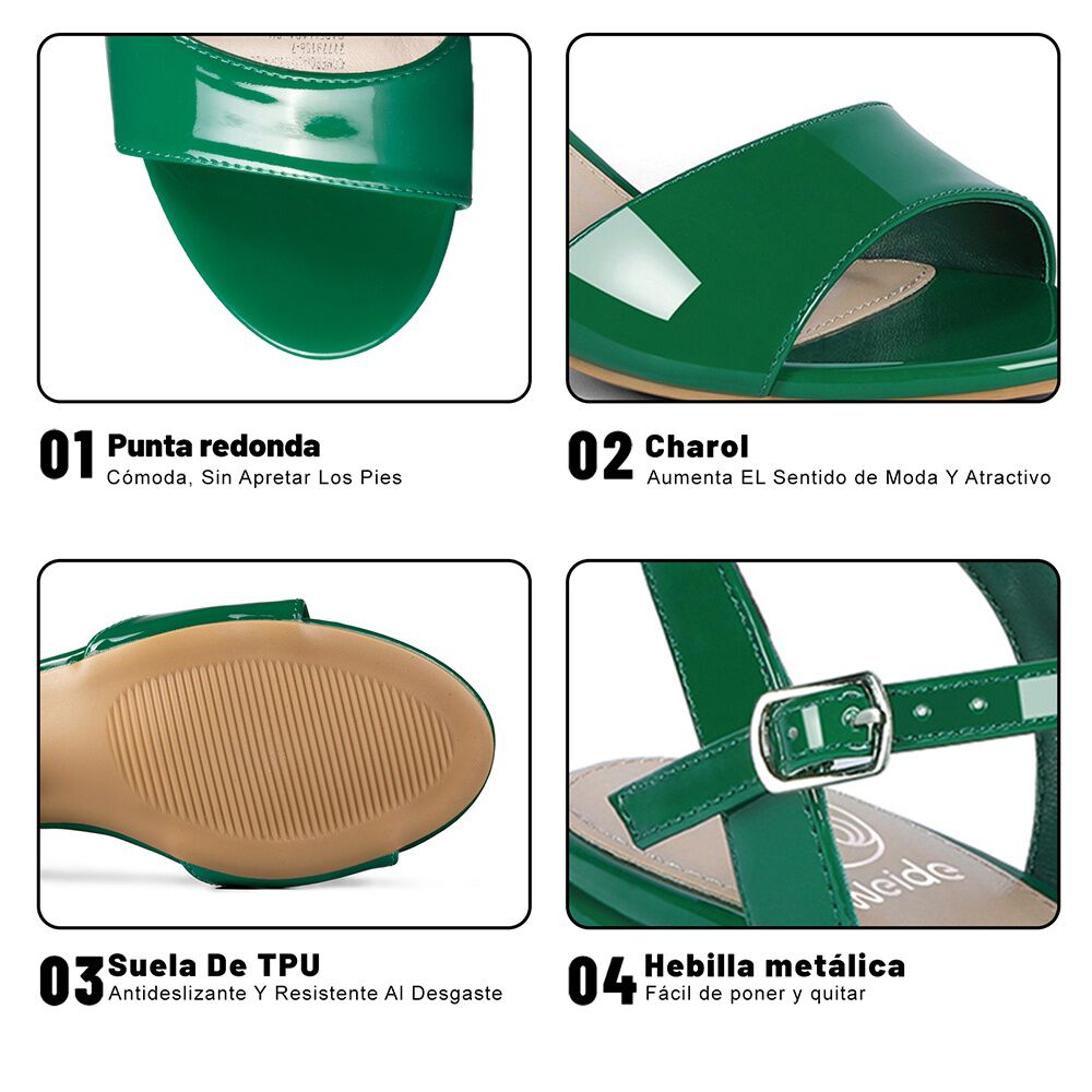 Sandalia Casual Taco Verde Mujer Weide Gh64 image number 8.0