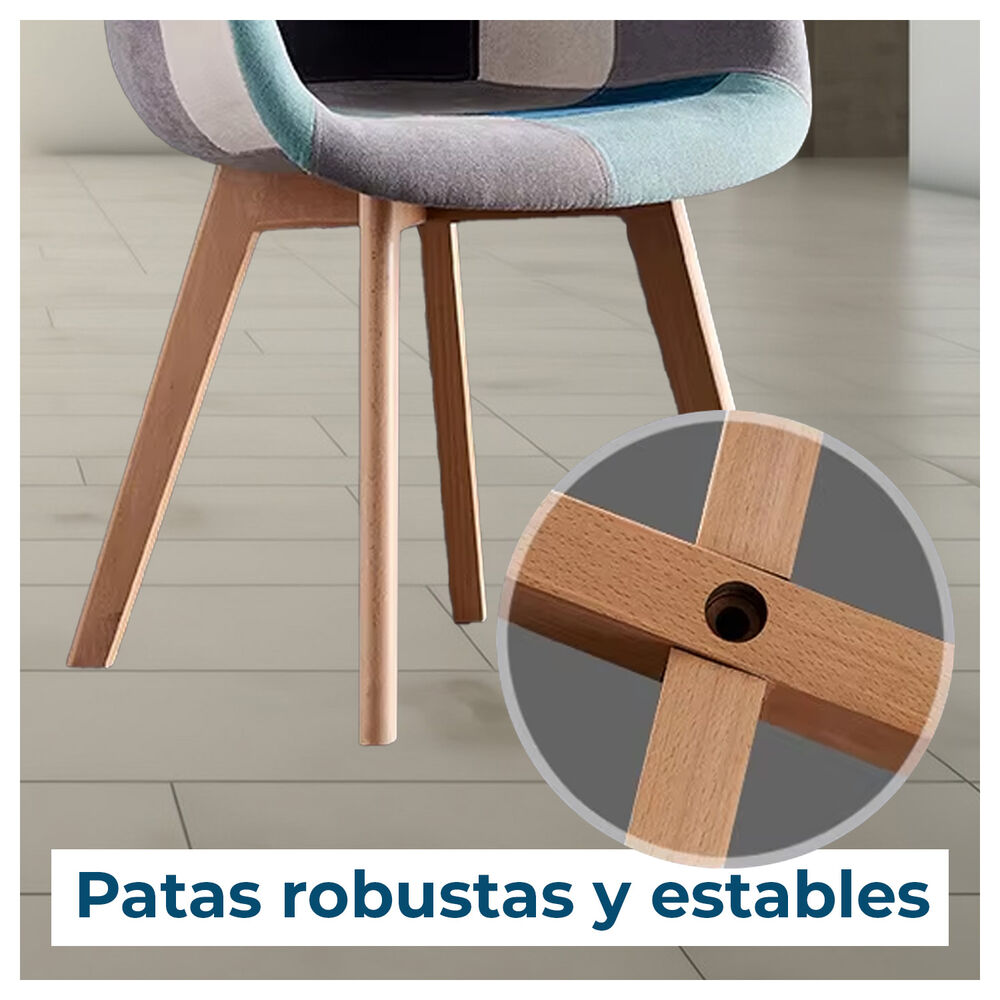 Pack 2 Sillas De Diseño Eames Patchwork Color Azul image number 3.0